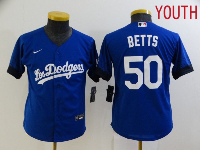 Youth Los Angeles Dodgers #50 Betts Blue City Edition Game Nike 2021 MLB Jersey->san diego padres->MLB Jersey